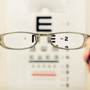Looking at an eye test through glasses