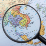Magnifying Glass on South East Asia Region on the Map