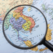 Magnifying Glass on South East Asia Region on the Map